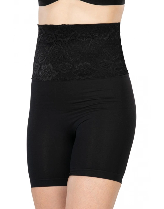 Siyah Mı Emay 2091 Önü Dantelli Yüksek Bel Boxer Korse