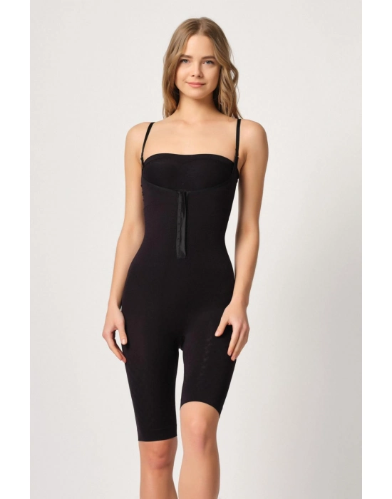 Siyah Mı Emay 2093 Ön Agraflı Göğsü Açık Paçalı Boy Korse