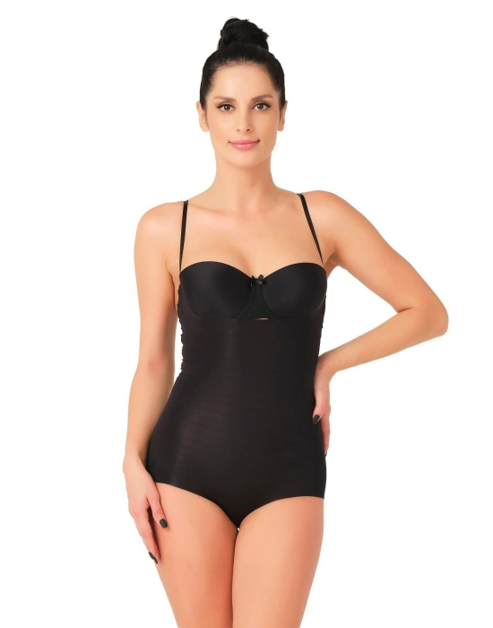 Siyah Mı Emay 2723 Lazer Kesim Göğsü Açık Slip Korse
