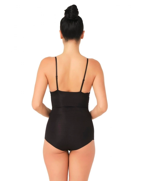 Siyah Mı Emay 2723 Lazer Kesim Göğsü Açık Slip Korse