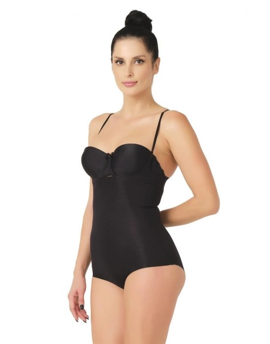 Siyah Mı Emay 2723 Lazer Kesim Göğsü Açık Slip Korse