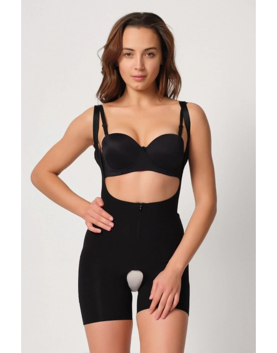 Siyah Mı Emay 2834 Göğsü Açık Ferumalı Tül Popo Boy Lazer Korse