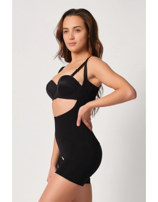 Siyah Mı Emay 2834 Göğsü Açık Ferumalı Tül Popo Boy Lazer Korse