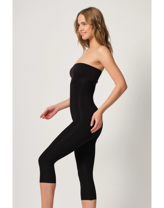 Siyah Mı Emay 2868 Fermuarlı Kapri Tayt Lazer Korse