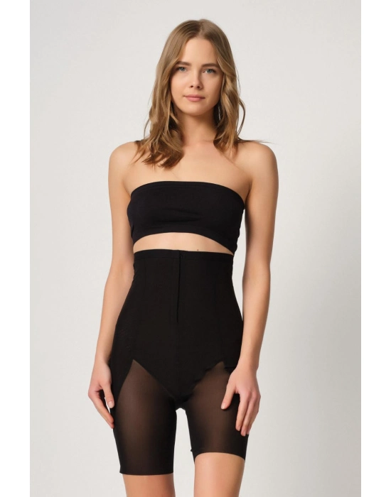 Siyah Mı Emay 2928 Ön Agraflı Tül Paçalı Lazer Korse