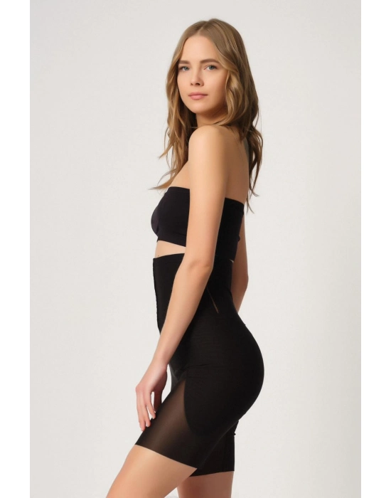 Siyah Mı Emay 2928 Ön Agraflı Tül Paçalı Lazer Korse