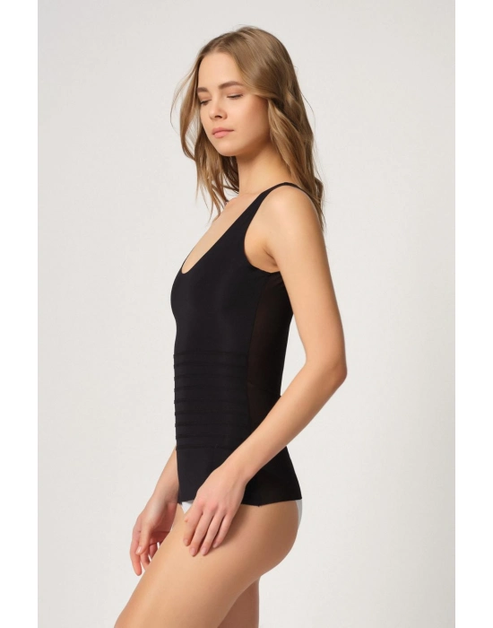 Siyah Mı Emay 2938 Sırtı Tül Karyokalı Destekli Atlet Korse