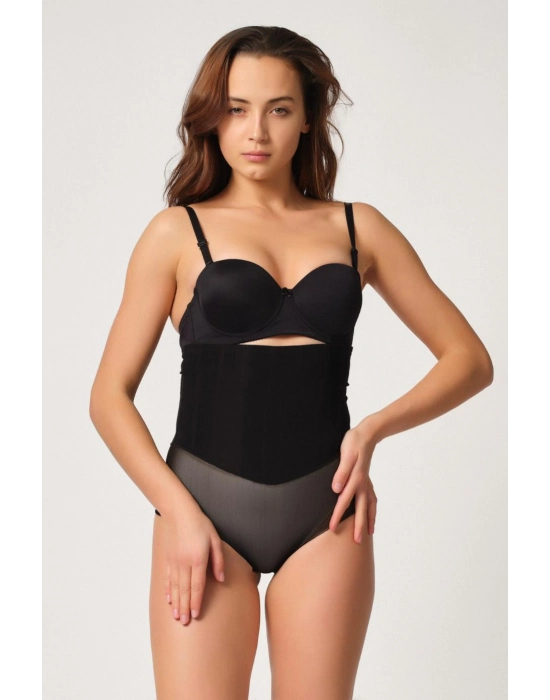 Siyah Mı Emay 2945 Tül Karyokalı Slip Lazer Korse