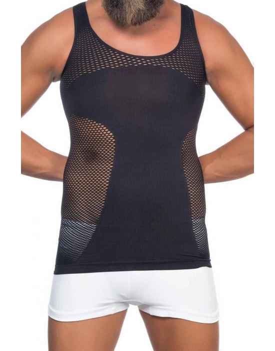 Siyah Mı Emay E1006 Fileli Erkek Korse Atlet