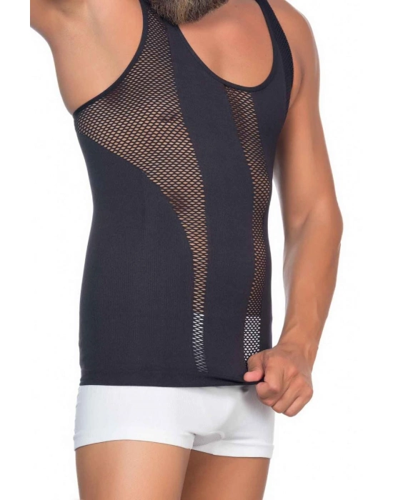 Siyah Mı Emay E1009 Fileli Erkek Korse Atlet