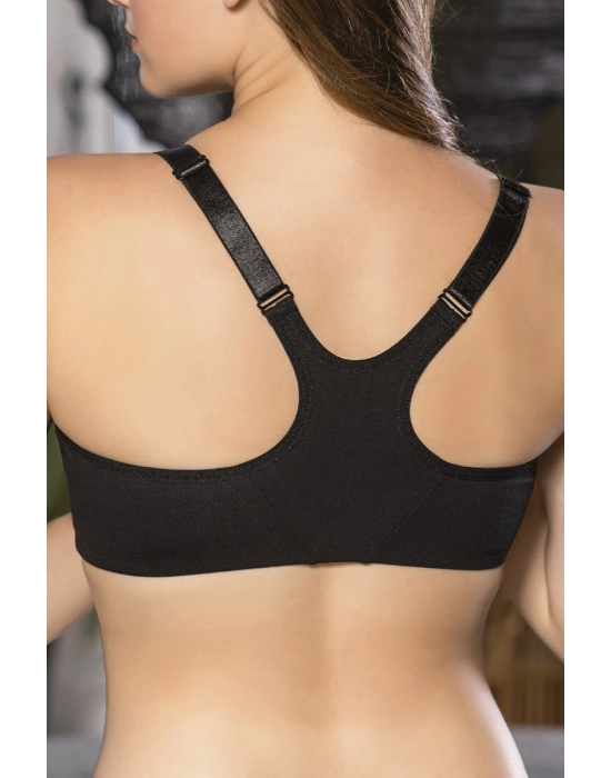Siyah Önden Fermuarlı Pamuklu Sütyen,günlük Ve Medikal Kullanım İçin, Kadın İç Giyim