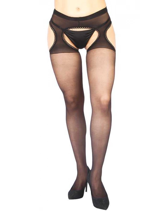 Siyah Özel Bölgesi Açık Fantazi Külotlu Çorap Brf0935