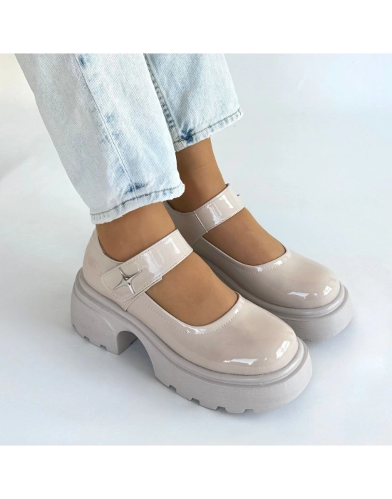 Siyat Bej Rugan Dolgu Topuk Oxford Ayakkabı - Bamido