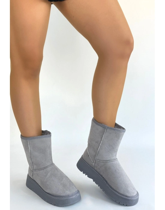 Sophia Gri Süet Bot - Bamido