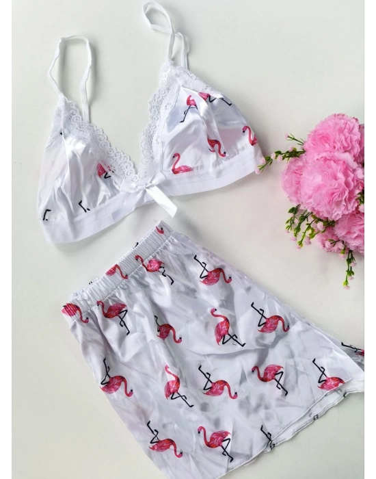 Şortlu Sexy Filamingolu Takım