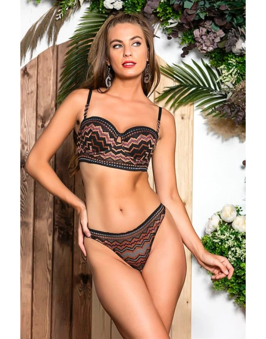 Straplez Bralet Sütyen, String Takım Siyah (brf31892)
