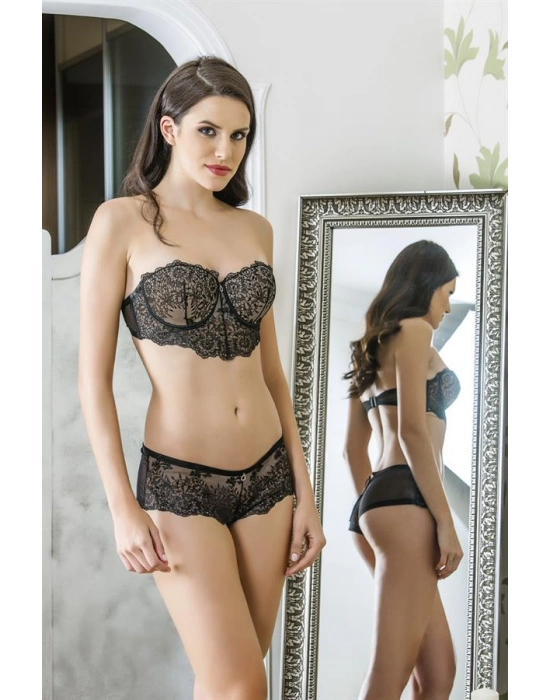 Straplez Sütyen, Boxer Takım Siyah (brf3513)