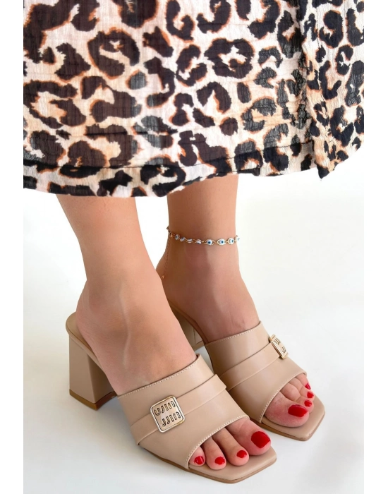 Taver Nude Cilt Topuklu Terlik - Bamido