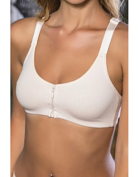 Ten Önden Fermuarlı Pamuklu Sütyen,günlük Ve Medikal Kullanım İçin, Kadın İç Giyim