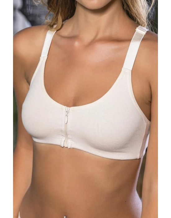 Ten Önden Fermuarlı Pamuklu Sütyen,günlük Ve Medikal Kullanım İçin, Kadın İç Giyim