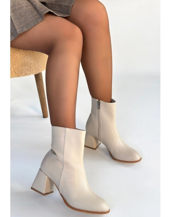 Tendy Bej Cilt Topuklu Bot - Bamido