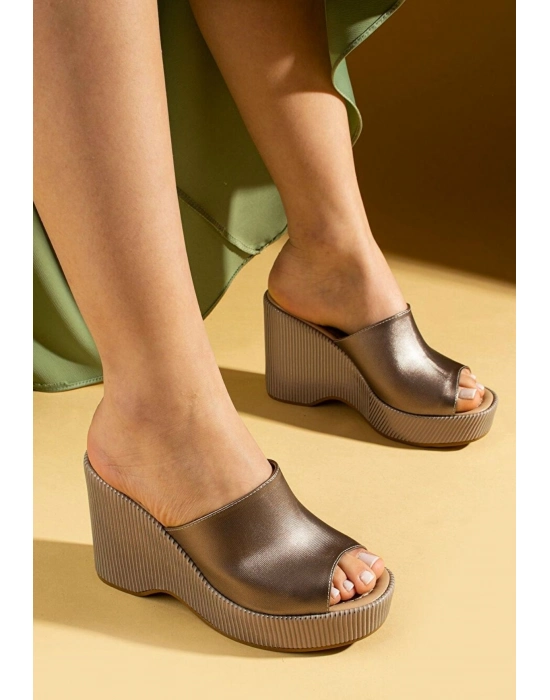 Tlay Platin Cilt Dolgu Topuk Terlik - Bamido