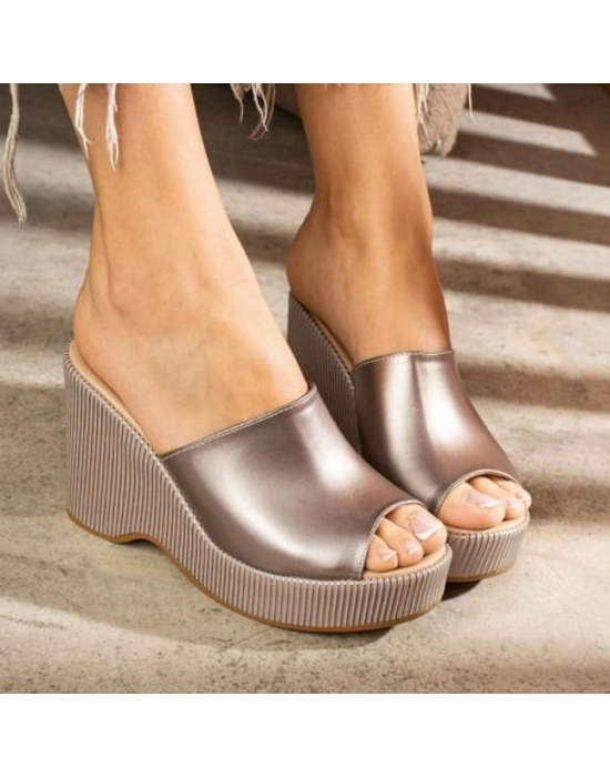 Tlay Platin Cilt Dolgu Topuk Terlik - Bamido