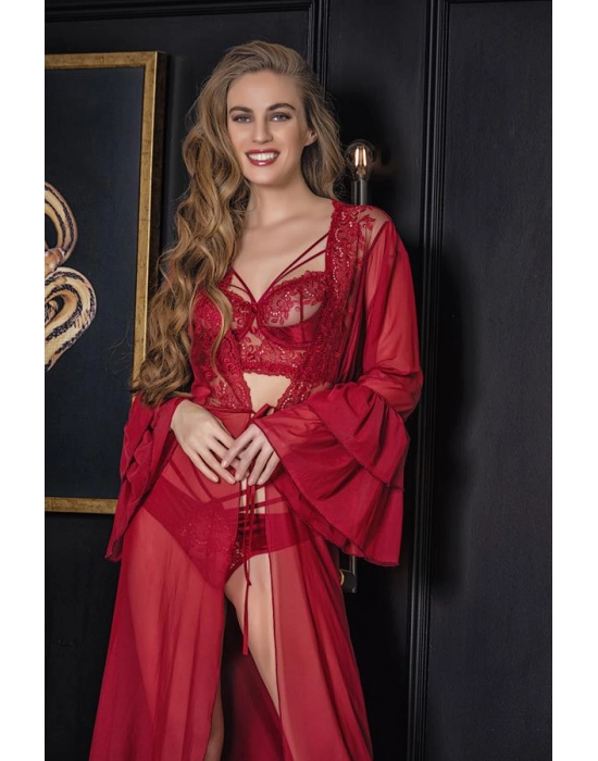 Transparan Bralet String Takım Bordo (brf31632)