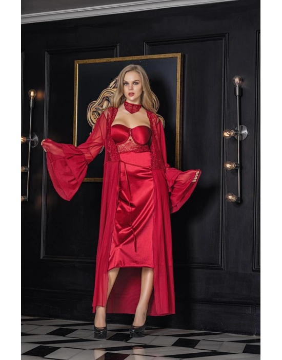 Transparan Maxi Boy Sabahlık Bordo (11650)