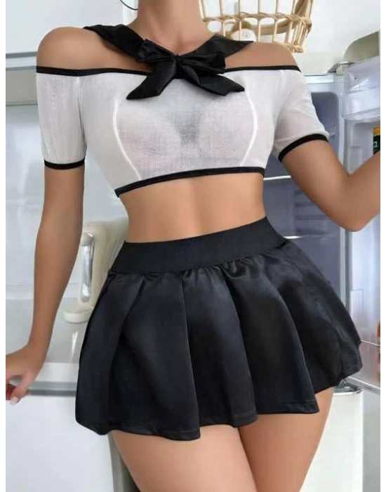 Transparan Mini Etekli Kurdela Detaylı Fantezi Kostüm