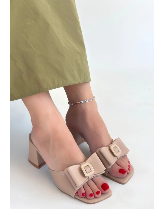 Veor Nude Cilt Topuklu Terlik - Bamido