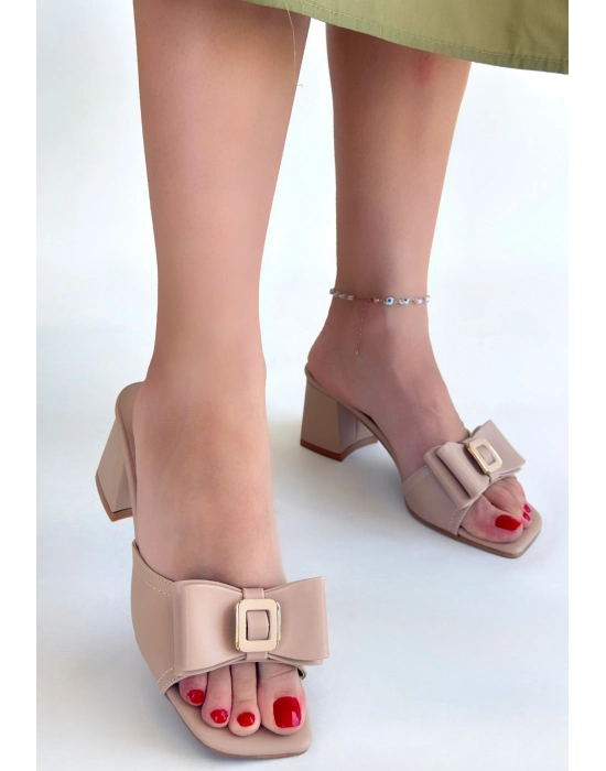 Veor Nude Cilt Topuklu Terlik - Bamido