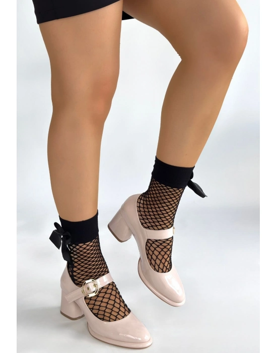 Weys Bej Rugan Topuklu Ayakkabı - Bamido