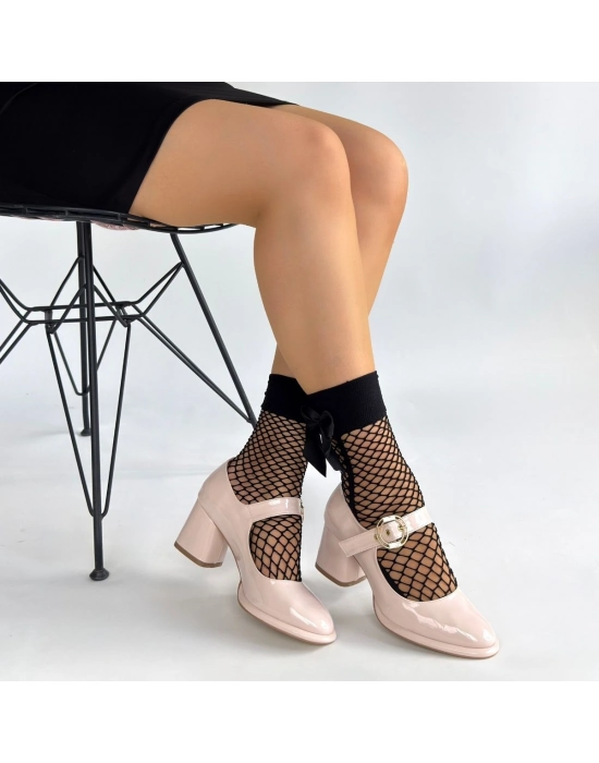 Weys Bej Rugan Topuklu Ayakkabı - Bamido