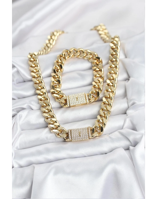 Xuping Gurmet Gold Renk Kolye Ve Bileklik Seti - Bamido