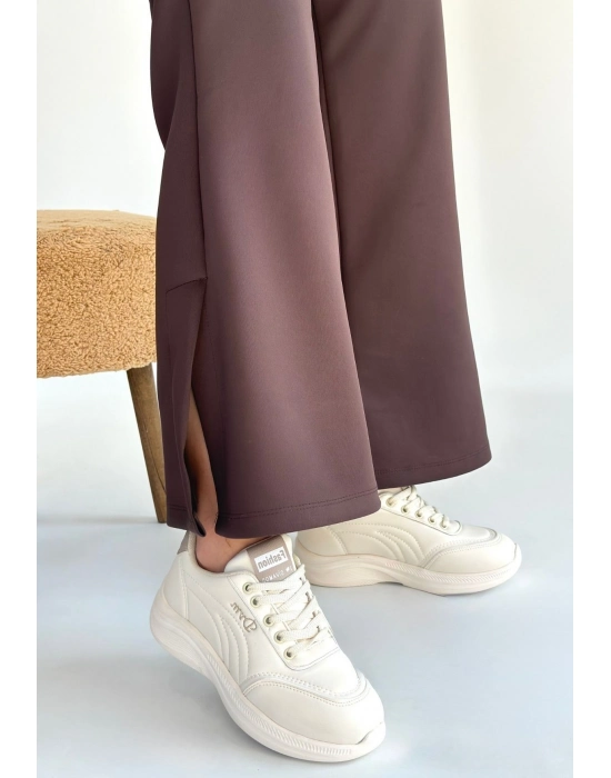 Yejja Bej Cilt Bağcıklı Spor Ayakkabı - Bamido