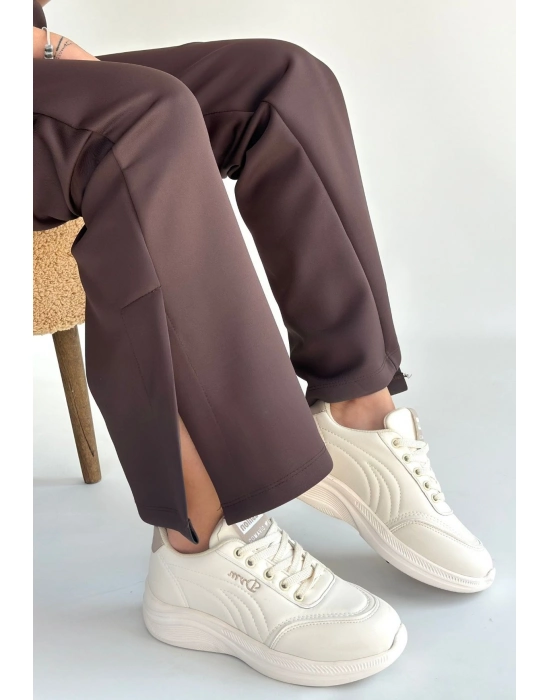 Yejja Bej Cilt Bağcıklı Spor Ayakkabı - Bamido