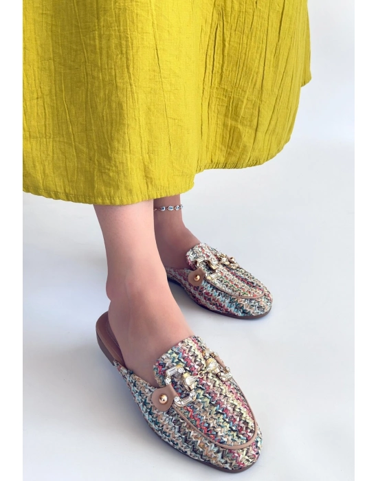 Yenda Renkli Dokumalı Terlik - Bamido