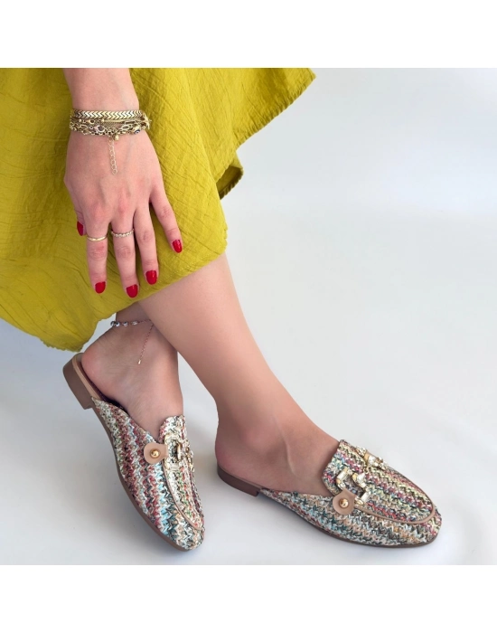 Yenda Renkli Dokumalı Terlik - Bamido