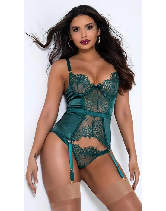 Yeşil Dantel İşlemeli Fantezi Jartiyer Takımı