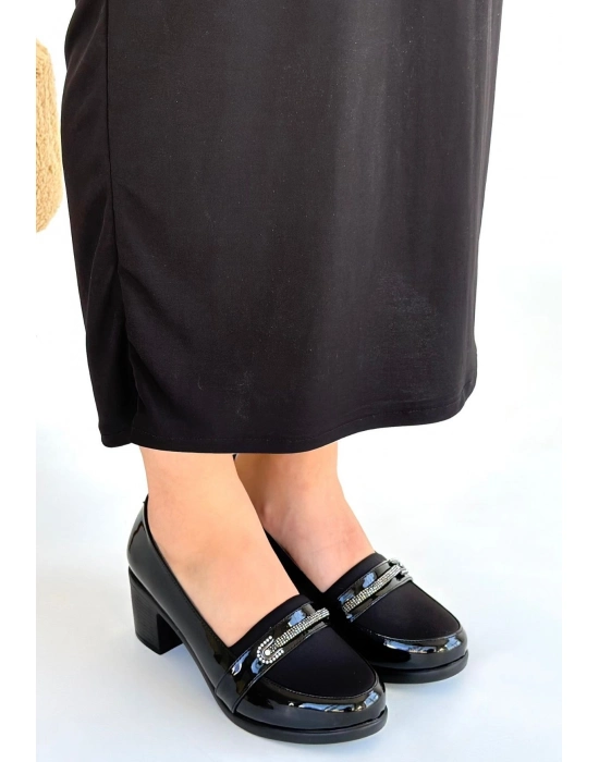 Yoer Siyah Rugan Dolgu Topuk Ayakkabı - Bamido