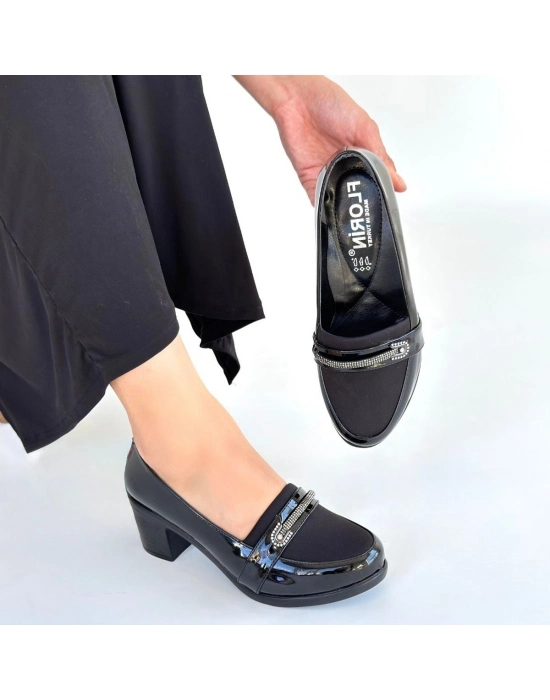 Yoer Siyah Rugan Dolgu Topuk Ayakkabı - Bamido