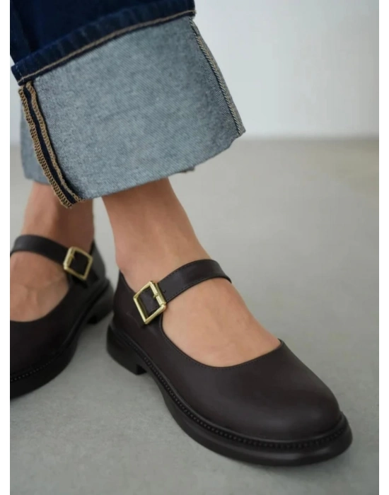 Yoko Kahverengi Cilt Oxford Ayakkabı - Bamido