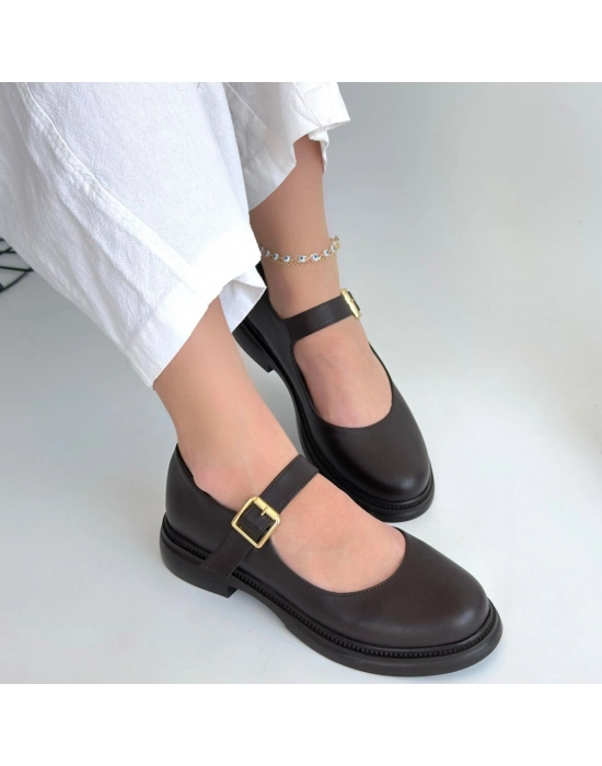 Yoko Kahverengi Cilt Oxford Ayakkabı - Bamido