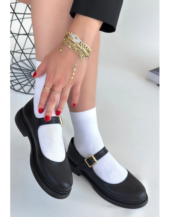 Yoko Siyah Cilt Oxford Ayakkabı - Bamido