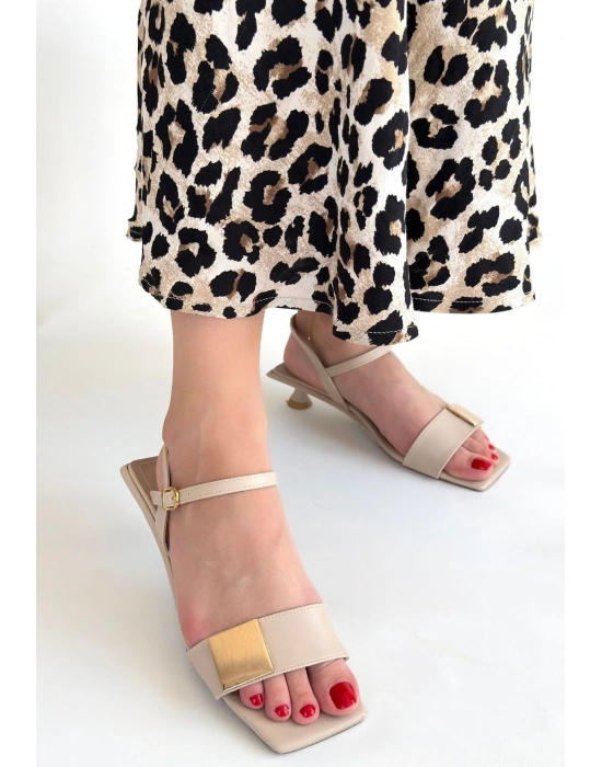 Zıan Bej Topuklu Ayakkabı - Bamido