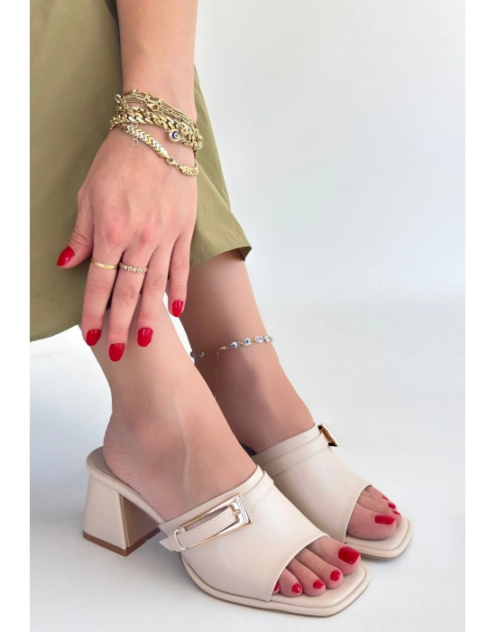 Ziva Bej Cilt Topuklu Terlik - Bamido