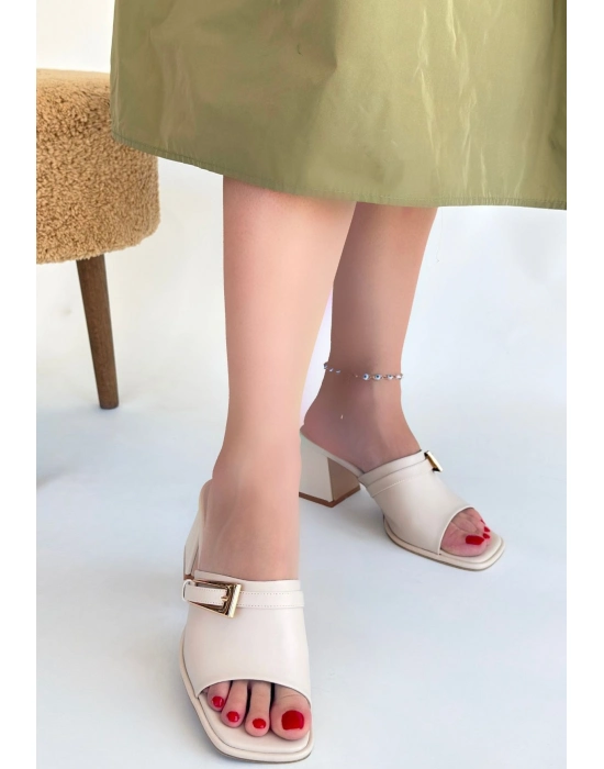 Ziva Bej Cilt Topuklu Terlik - Bamido