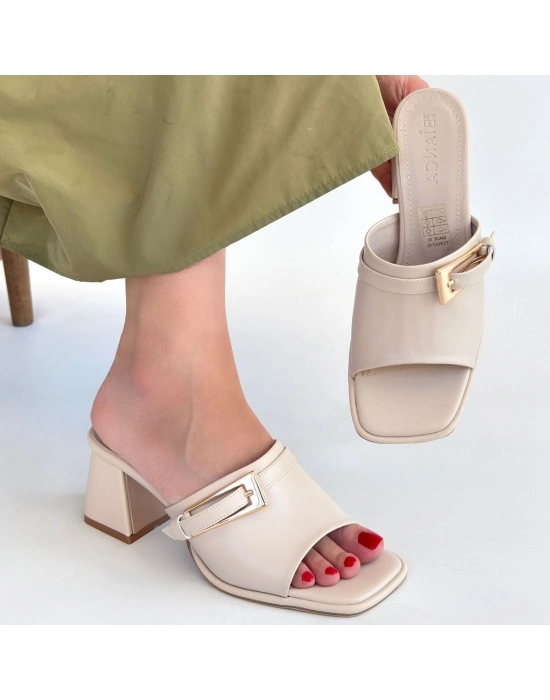 Ziva Bej Cilt Topuklu Terlik - Bamido