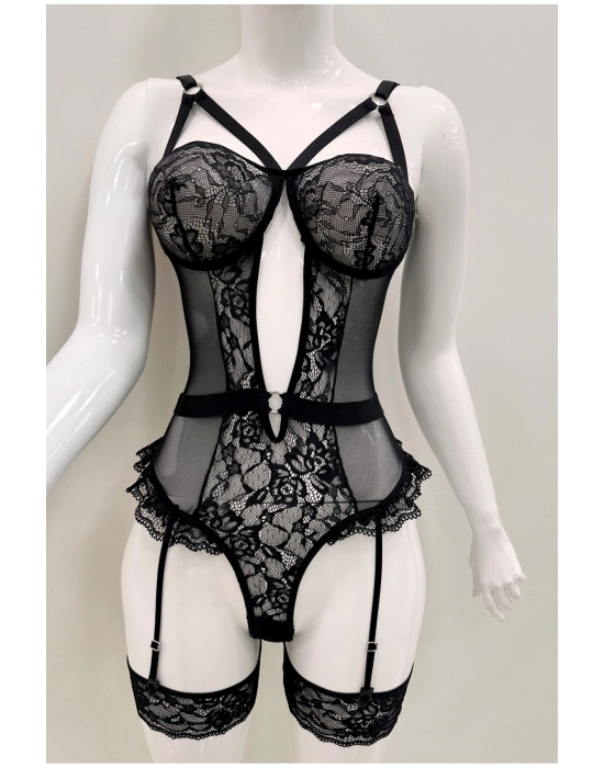 Afrodit Siyah Sexy Jartiyer Takım -1050